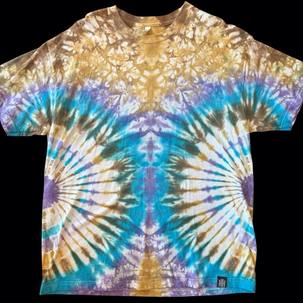 Haus of Hendo Hand Dyed Tie-Dye Short Sleeve Tee - Brown, Blue, Purple